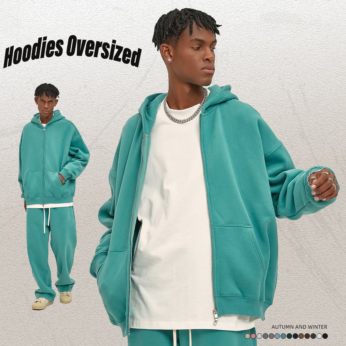 High Quality Custom Cotton Polyester Fleece Men Double Head Zipper Blank Hoodies Wholesale Oversized Heavyweight Hoodie Unisex