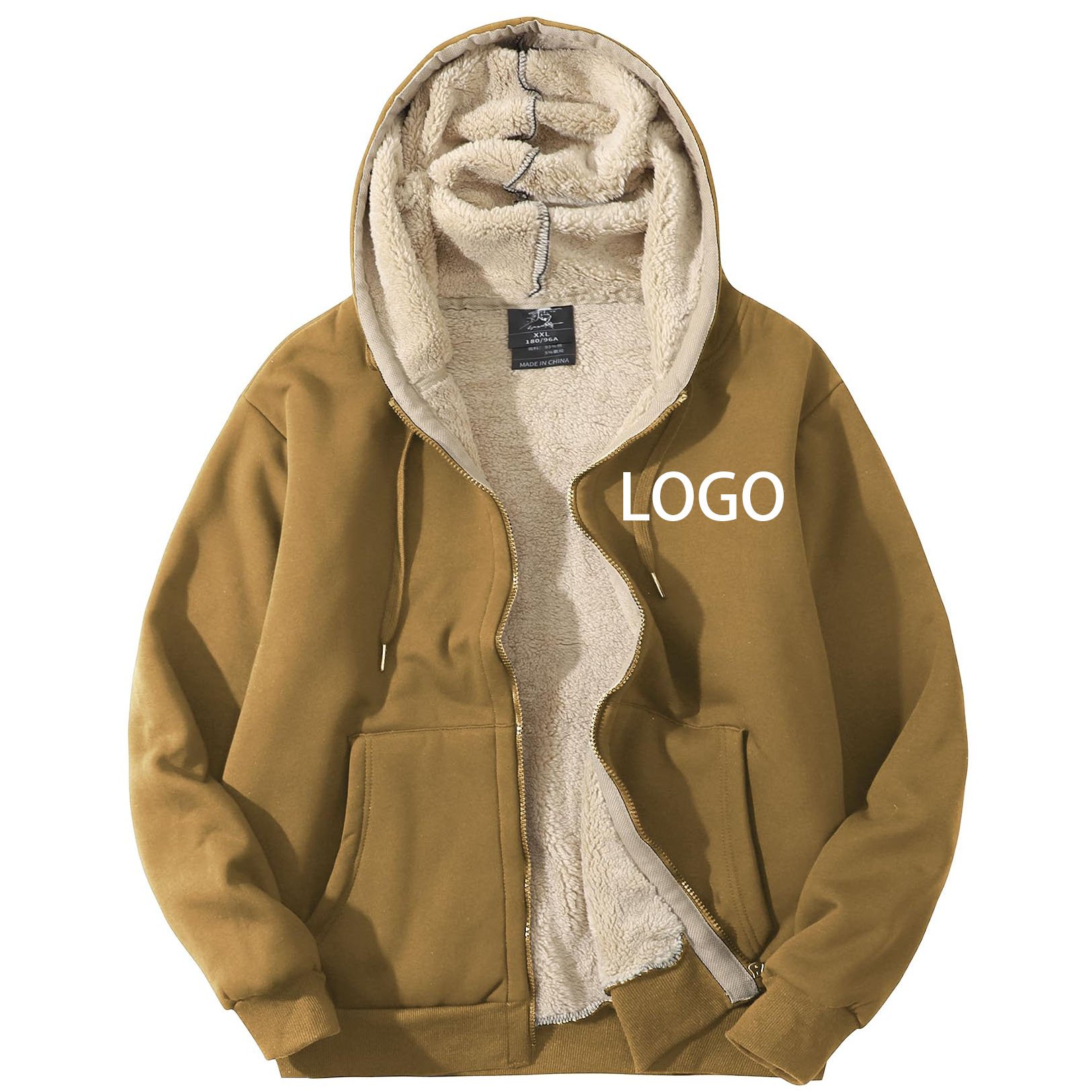 OEM Sherpa Lined Hooded Sweatshirt Pullover Women Men's Sweaters Crewneck Custom Custom Blank Heavyweight Fleece Hoodies Zip Up