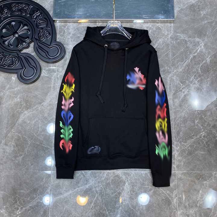 2024 Wholesale High Quality hearts Chrome croll Letters Colorful Cross Men's Hoodie Support Original gift box packaging