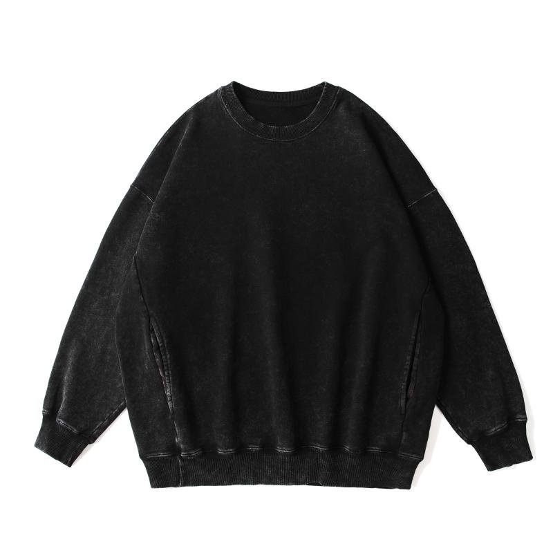 Autumn Vintage Heavyweight Terry Cotton Crewneck Sweater Men Custom Pattern Hoodies Oversize Vintage Acid Washed Sweater For Men