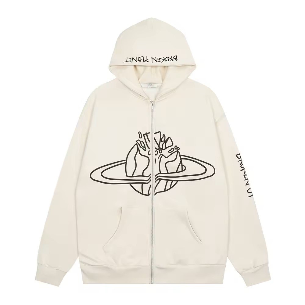 Hot Selling Broken Planet school style Oversized Hoodie Men Zip Up casual Hoodies Customized Trendy Winter Hoodies MS-HD-1026