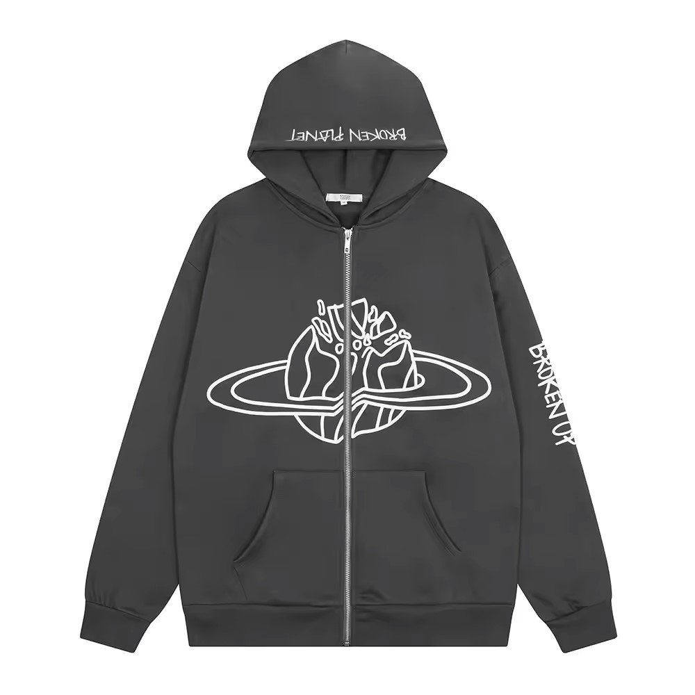 Hot Selling Broken Planet school style Oversized Hoodie Men Zip Up casual Hoodies Customized Trendy Winter Hoodies MS-HD-1026
