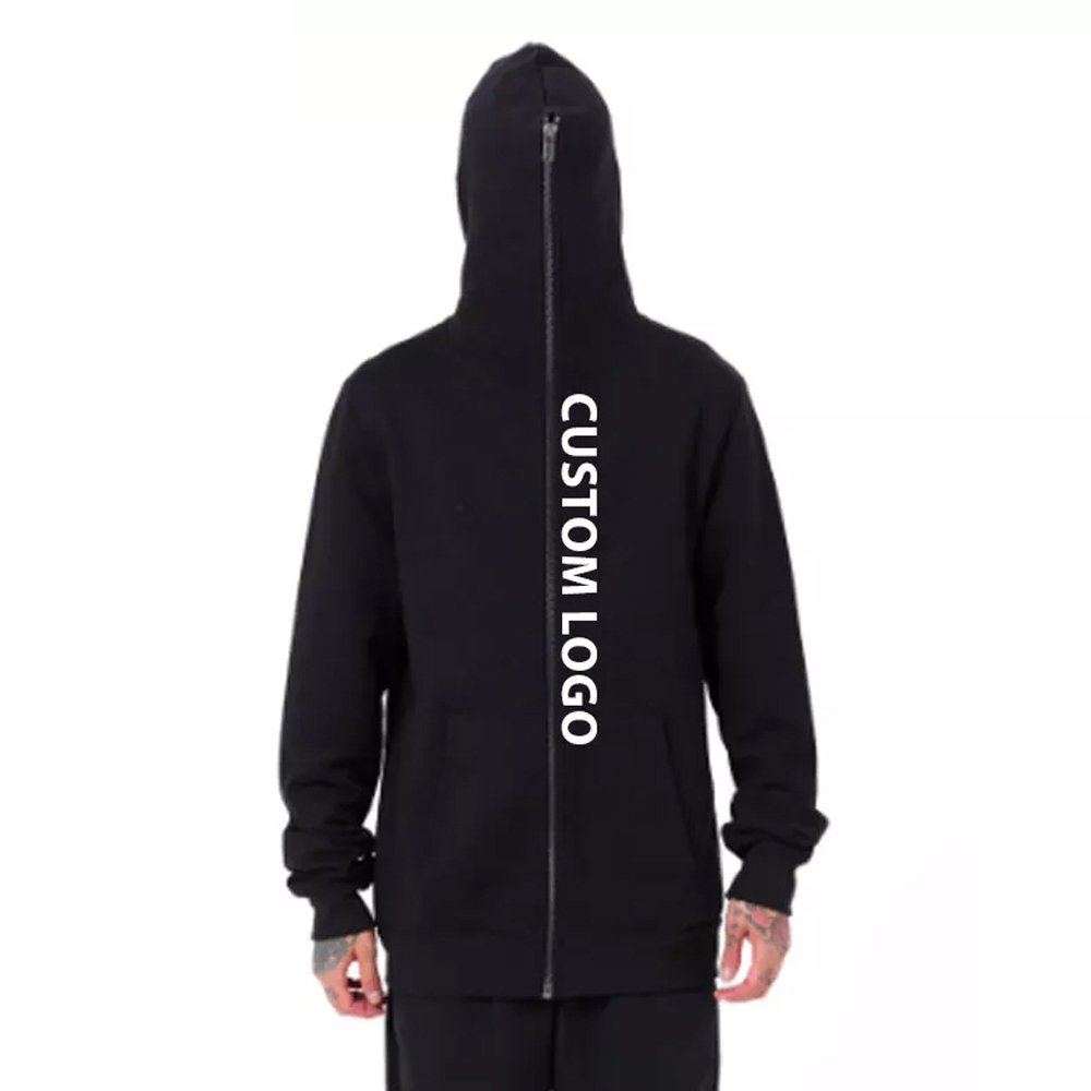 Hot Sale Men's Street Wear 100% Cotton Full Zip Hoodies Puff Customized Black Color Comfortable Outerwear XS 6XL Solid 3D Design