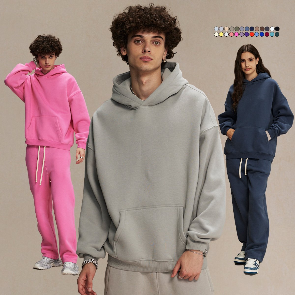 Leisure Blank 350 Gsm Hoodies Loose Plush Custom Sweater Autumn Outdoor Sportswear Tracksuit