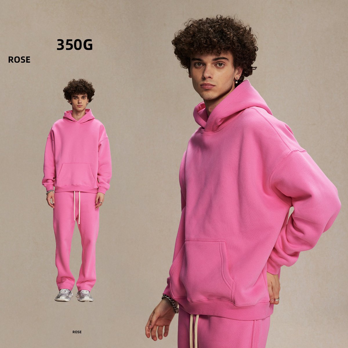 Leisure Blank 350 Gsm Hoodies Loose Plush Custom Sweater Autumn Outdoor Sportswear Tracksuit