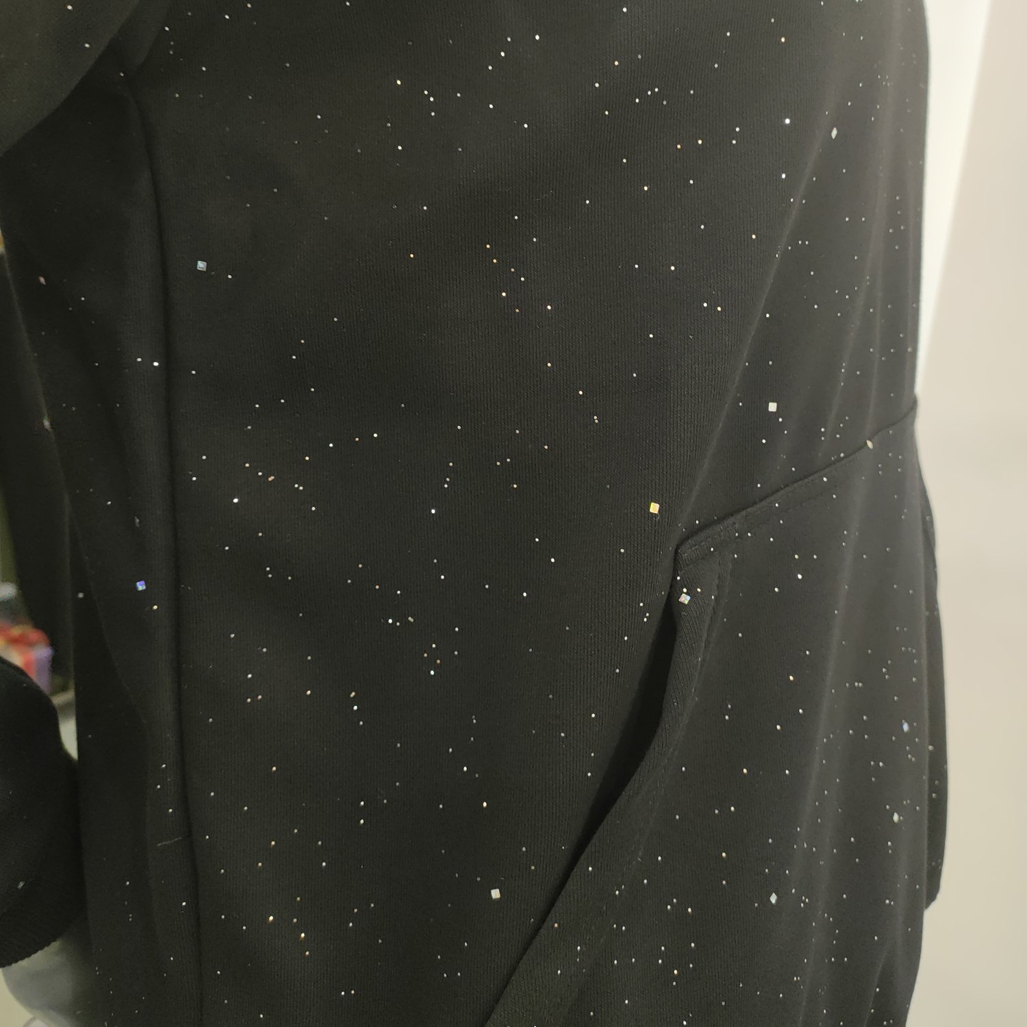 MASSGARMENT Fashion Streetwear Men's Oversized Sparkly Glitter Hoodie Sparkle Bling Rhinestones Hoodie Pullover Wholesale