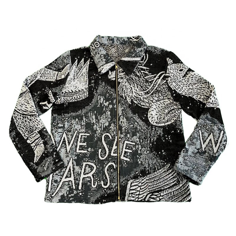 Custom Hand Made Outdoor Wear Casual tapestry hoodie men Patch work woven blanket hoodi warm heavy men's hoodie