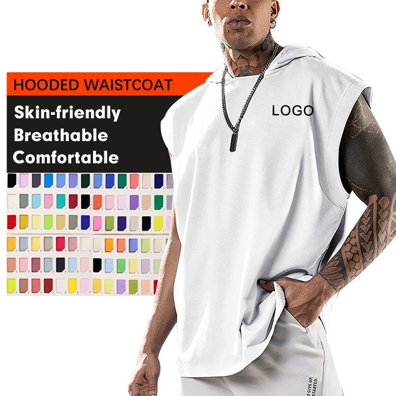 Custom Design Men's Workout Tank Tops Men's Fitness Performance Muscle Sleeveless Shirts Men's Gym Training Short Hoodies