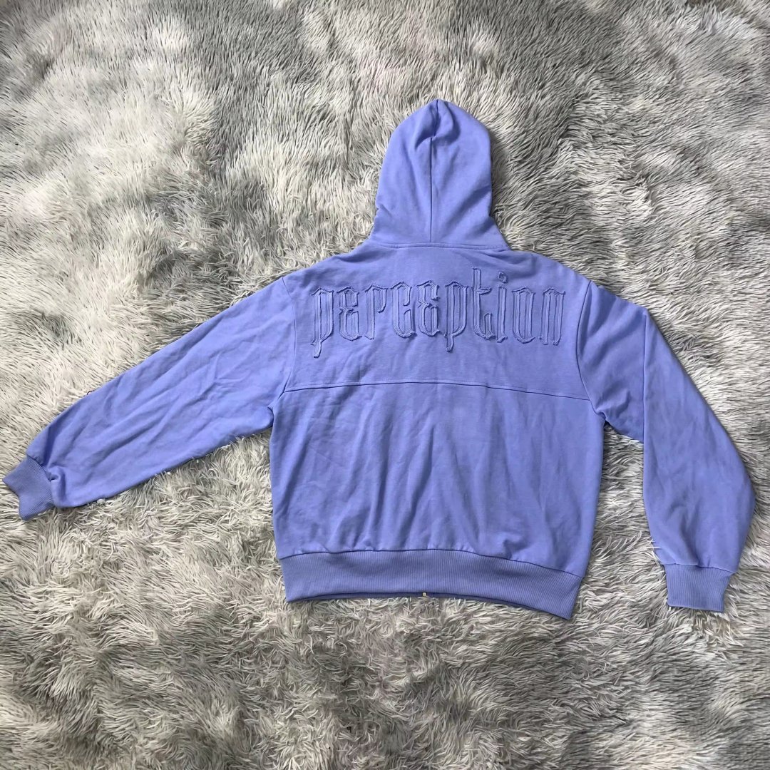 DENIMGUYS Custom Mens Hoodies Street Fashion Casual Embroidery Patch Oversized Zip Up Hoodie For Men