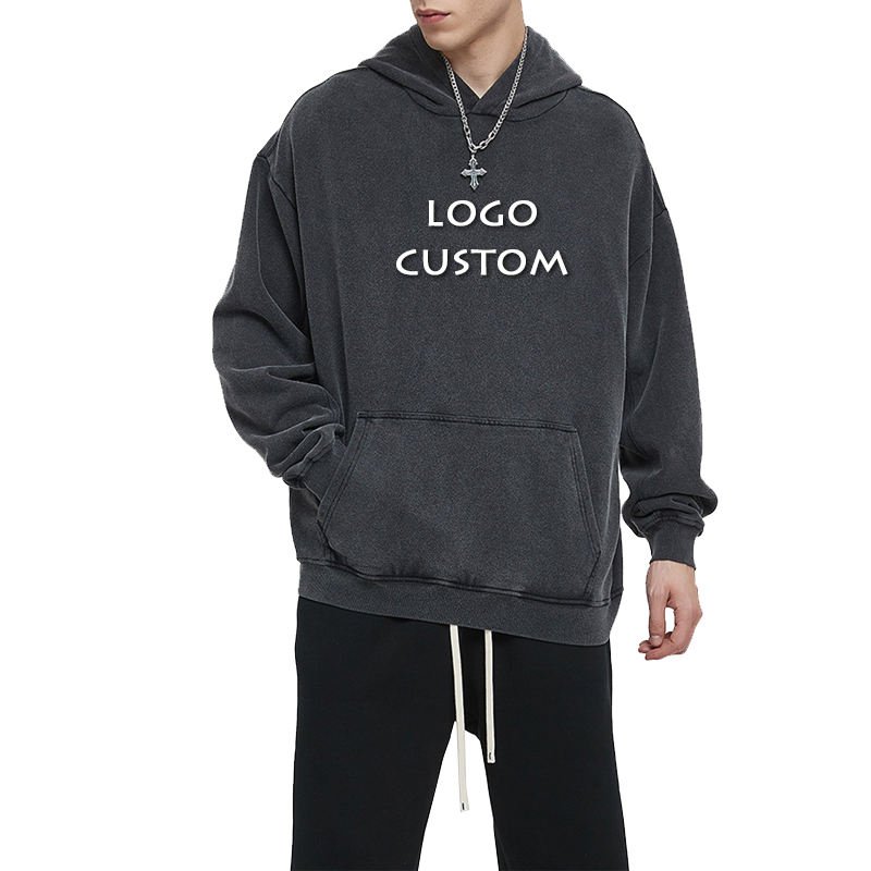 Fashion Casual Oversize Loose Vintage Mens Hoodie Fall Winter 420g Washed Thick Heavy Men's Hoodies