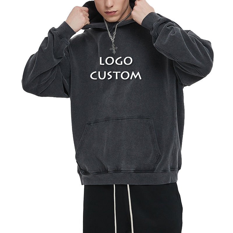 Fashion Casual Oversize Loose Vintage Mens Hoodie Fall Winter 420g Washed Thick Heavy Men's Hoodies