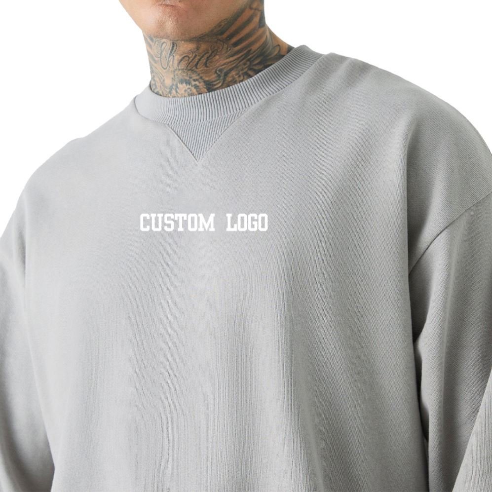 Factory Custom Crew neck Sweatshirt 100% cotton 330-500 GSM Thick Plus size Mens sweatshirt hoodie for high quality