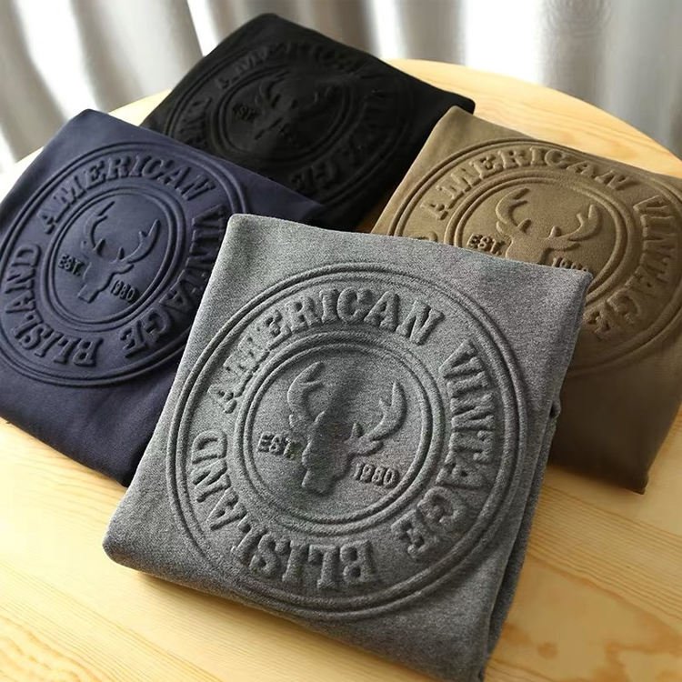 Cotton Oversized 3D Printing Emboss Hoodies Men High Quality Embossed Logo Sweaters Sweatshirt