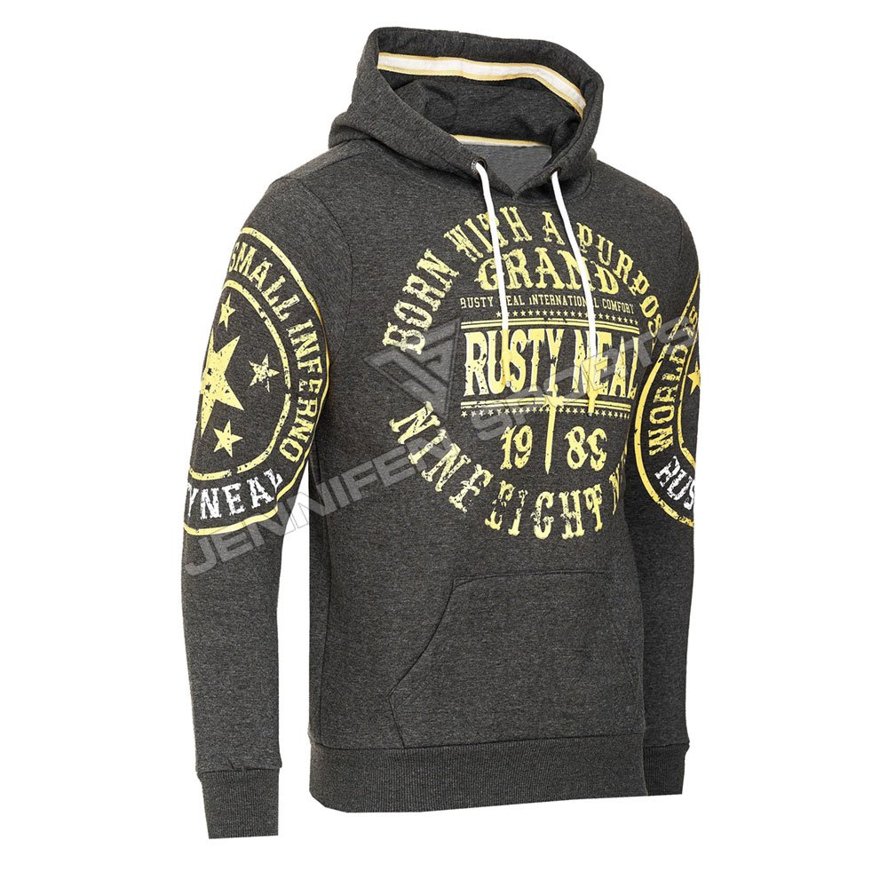 OEM Custom Logo Winter Hoodie 100% Cotton Fleece Digital Printing On Chest,Left&Right Sleeves Unisex Pullover Unlined Hoodie