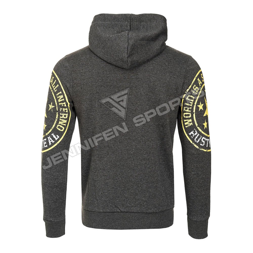 OEM Custom Logo Winter Hoodie 100% Cotton Fleece Digital Printing On Chest,Left&Right Sleeves Unisex Pullover Unlined Hoodie