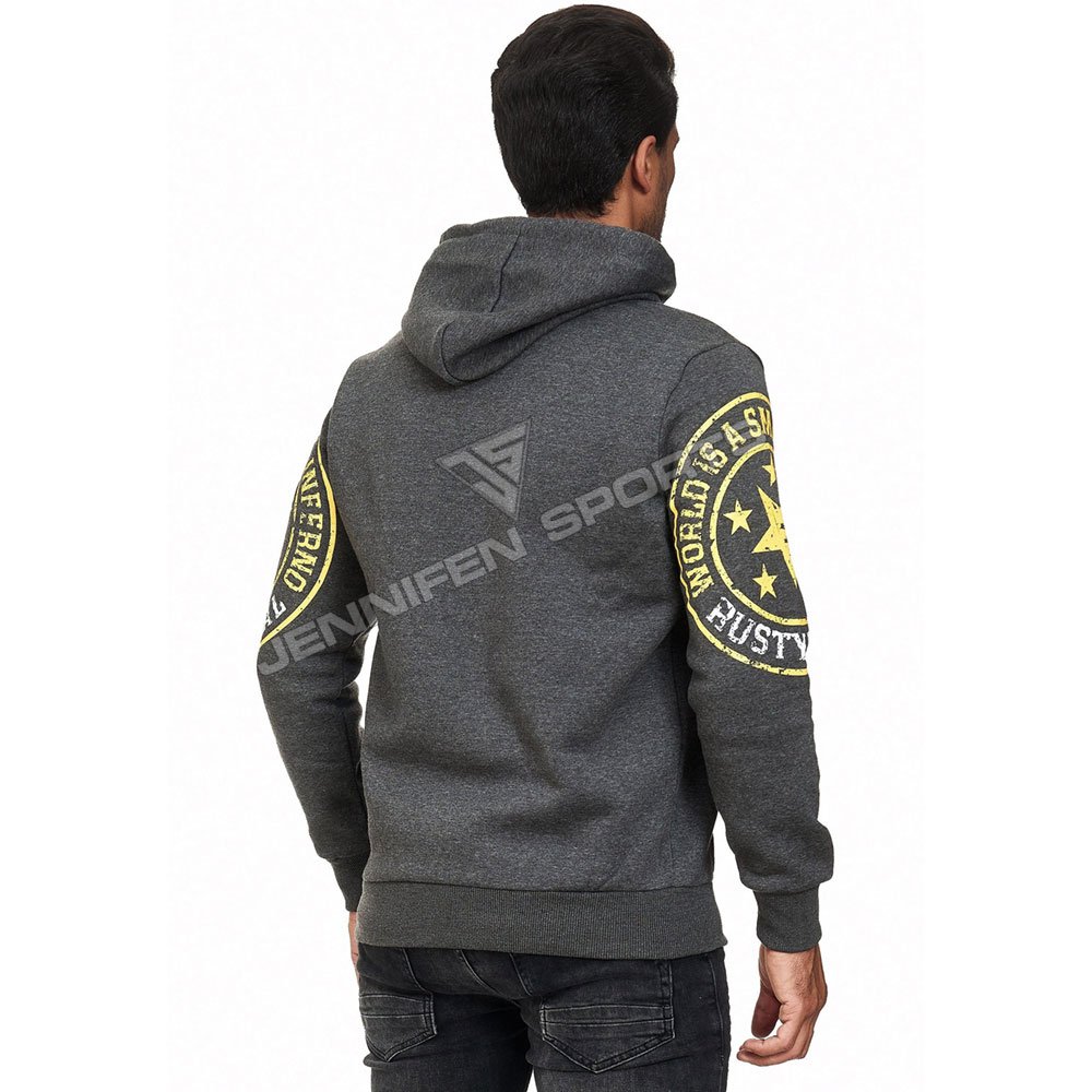 OEM Custom Logo Winter Hoodie 100% Cotton Fleece Digital Printing On Chest,Left&Right Sleeves Unisex Pullover Unlined Hoodie