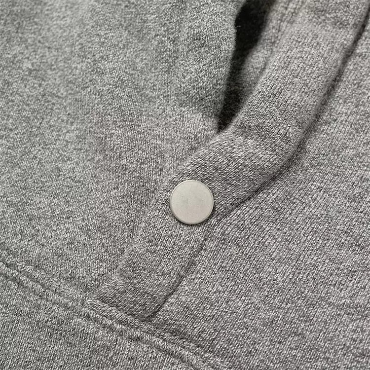 OEM Custom Grey Plain Cotton Loopback Jersey Pullover Blank Hoodie For Men