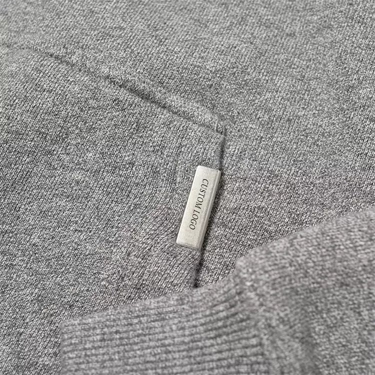 OEM Custom Grey Plain Cotton Loopback Jersey Pullover Blank Hoodie For Men