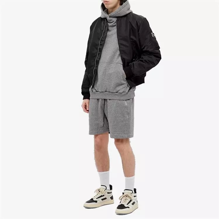 OEM Custom Grey Plain Cotton Loopback Jersey Pullover Blank Hoodie For Men