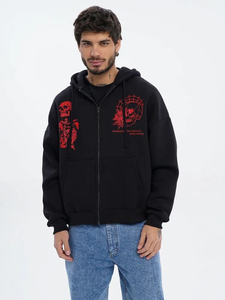 Custom Logo Men's Graphic Pullover Hoodie Hooded Retro Hoodies Gothic Casual Alphabet Blast Print Pattern Skull Sweatshirts ODM
