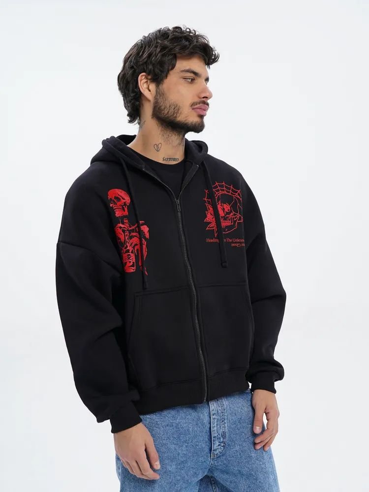 Custom Logo Men's Graphic Pullover Hoodie Hooded Retro Hoodies Gothic Casual Alphabet Blast Print Pattern Skull Sweatshirts ODM