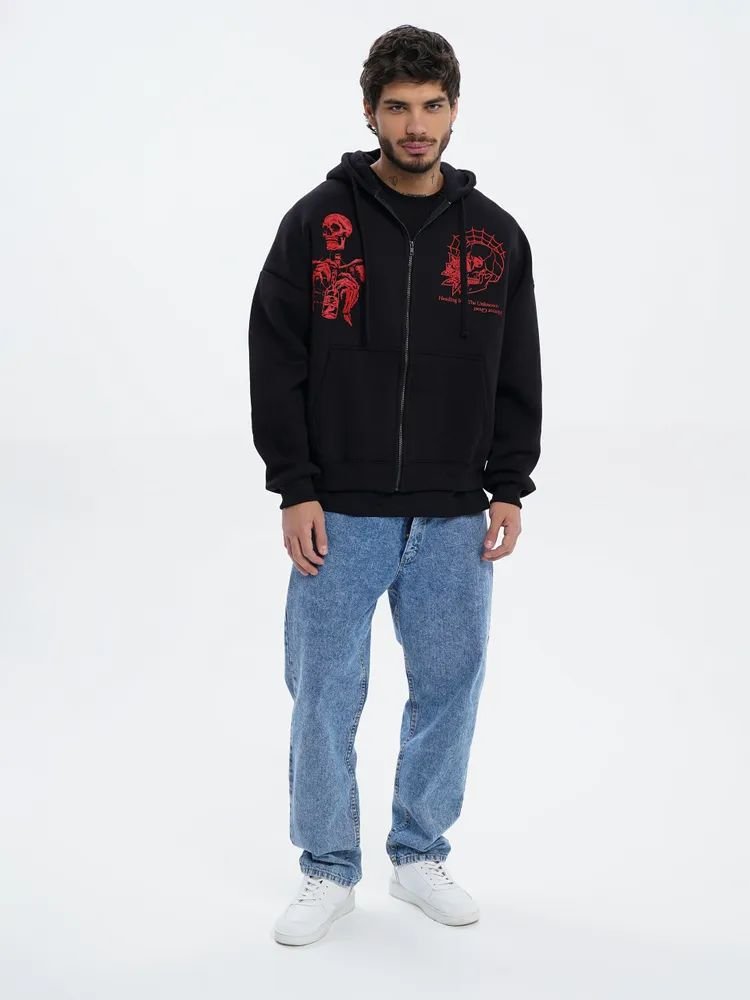 Custom Logo Men's Graphic Pullover Hoodie Hooded Retro Hoodies Gothic Casual Alphabet Blast Print Pattern Skull Sweatshirts ODM