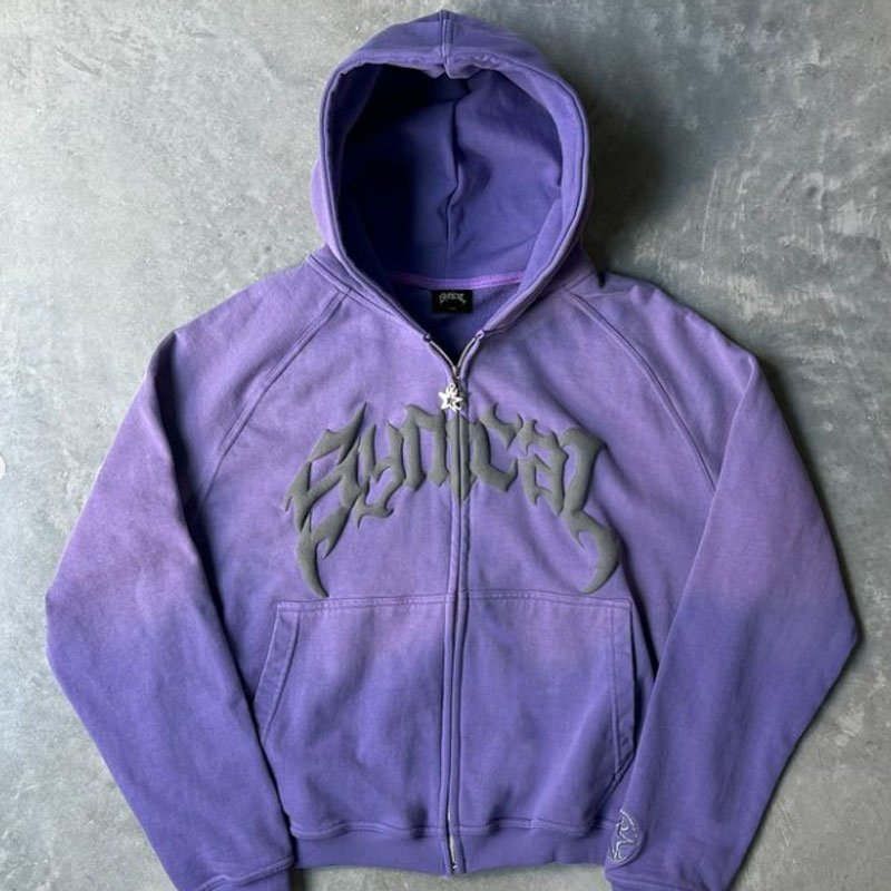 Custom oversized luxury designer boxy 500gsm foam 3d puff printing French terry cotton zip up vintage washed distressed hoodie