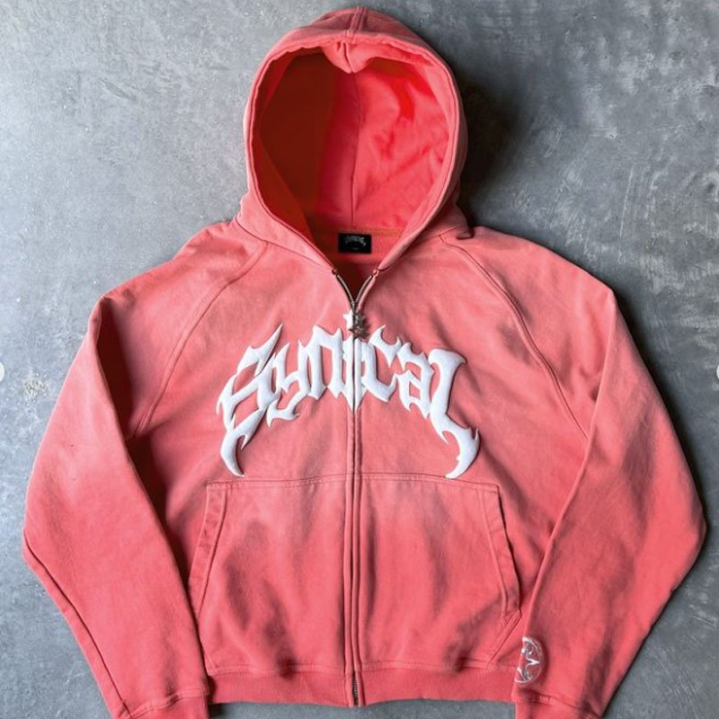 Custom oversized luxury designer boxy 500gsm foam 3d puff printing French terry cotton zip up vintage washed distressed hoodie