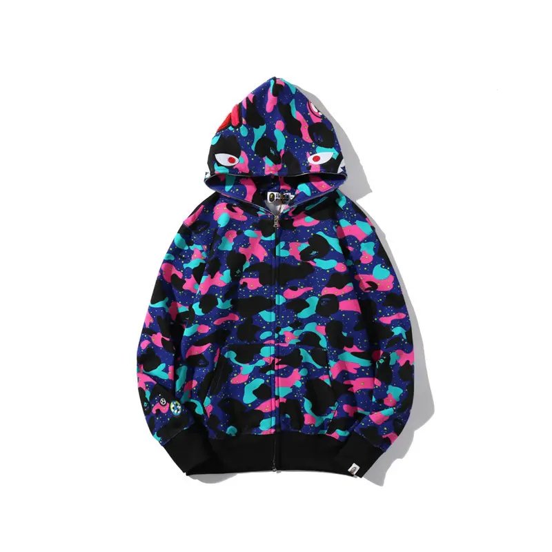 Supplier Wholesale zip up bapeesCamouflage print hoodie Camouflage Cotton Polyesr Sweatshirt men's hoodies Long sleeve jacket