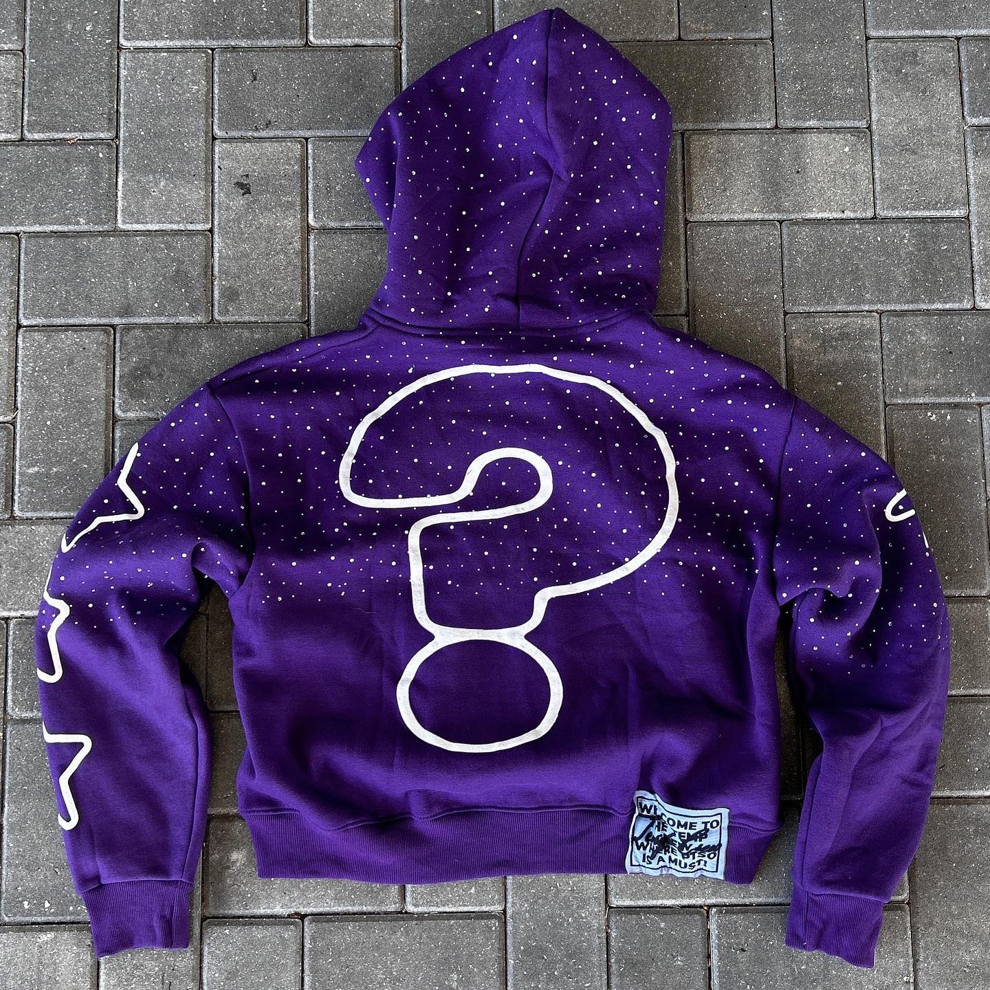 Oem Custom High Quality Manufacturer Streetwear Baggy Boxy Fit Heavyweight 600Gsm Distressed Rhinestone Zip Up Men Hoodies