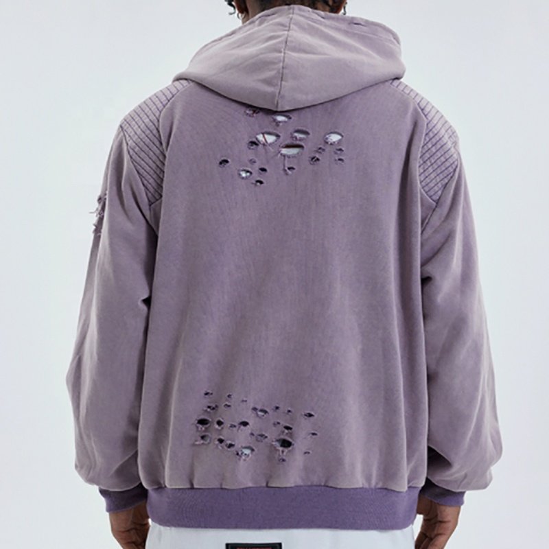Vintage Wash Hoodie Men's 100% Cotton Heavyweight Streetwear Oversized Distressed Hoodie Drop Shoulder Hoodie For Men