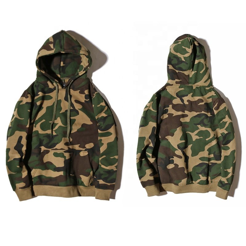 Wholesale pullover camo print men's hoodie plus size polyester cotton blend oversize custom logo camouflage hoodies&sweatshirt