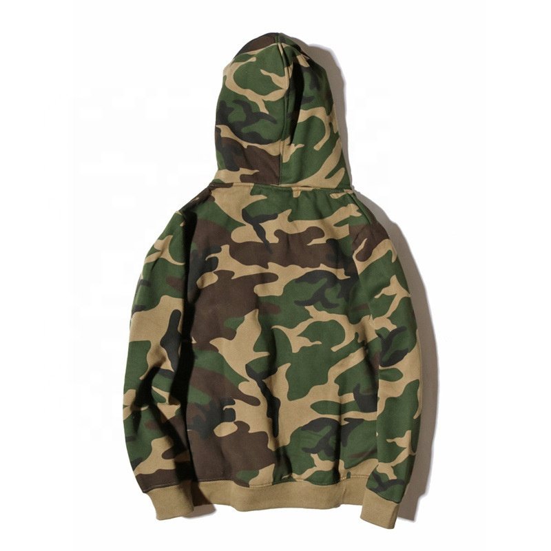 Wholesale pullover camo print men's hoodie plus size polyester cotton blend oversize custom logo camouflage hoodies&sweatshirt