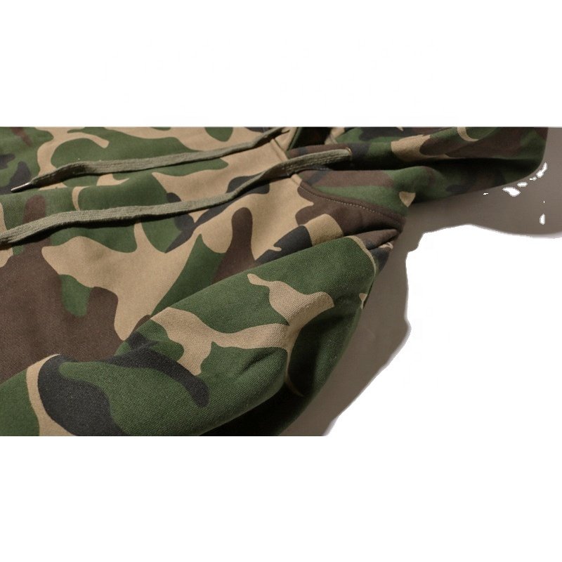 Wholesale pullover camo print men's hoodie plus size polyester cotton blend oversize custom logo camouflage hoodies&sweatshirt