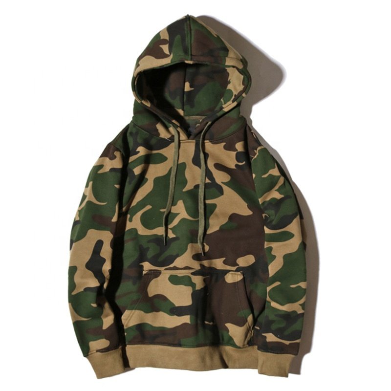 Wholesale pullover camo print men's hoodie plus size polyester cotton blend oversize custom logo camouflage hoodies&sweatshirt