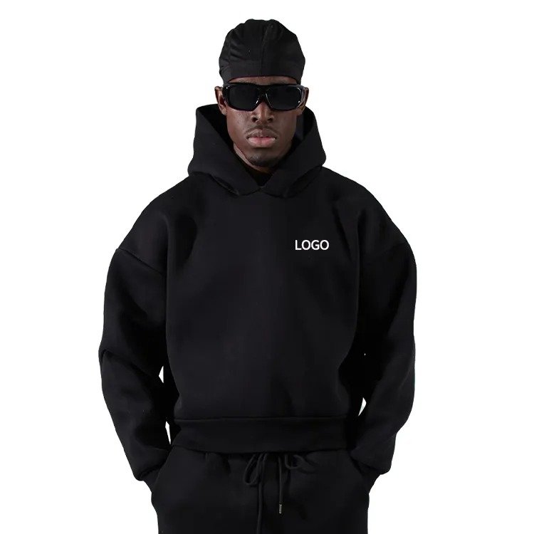 Custom Pullover 500Gsm Heavyweight Hoodie Fitness Sports Long Sleeve Sweatshirts Hoodie Kangaroo Pocket Boxy Drop Shoulder Hoody