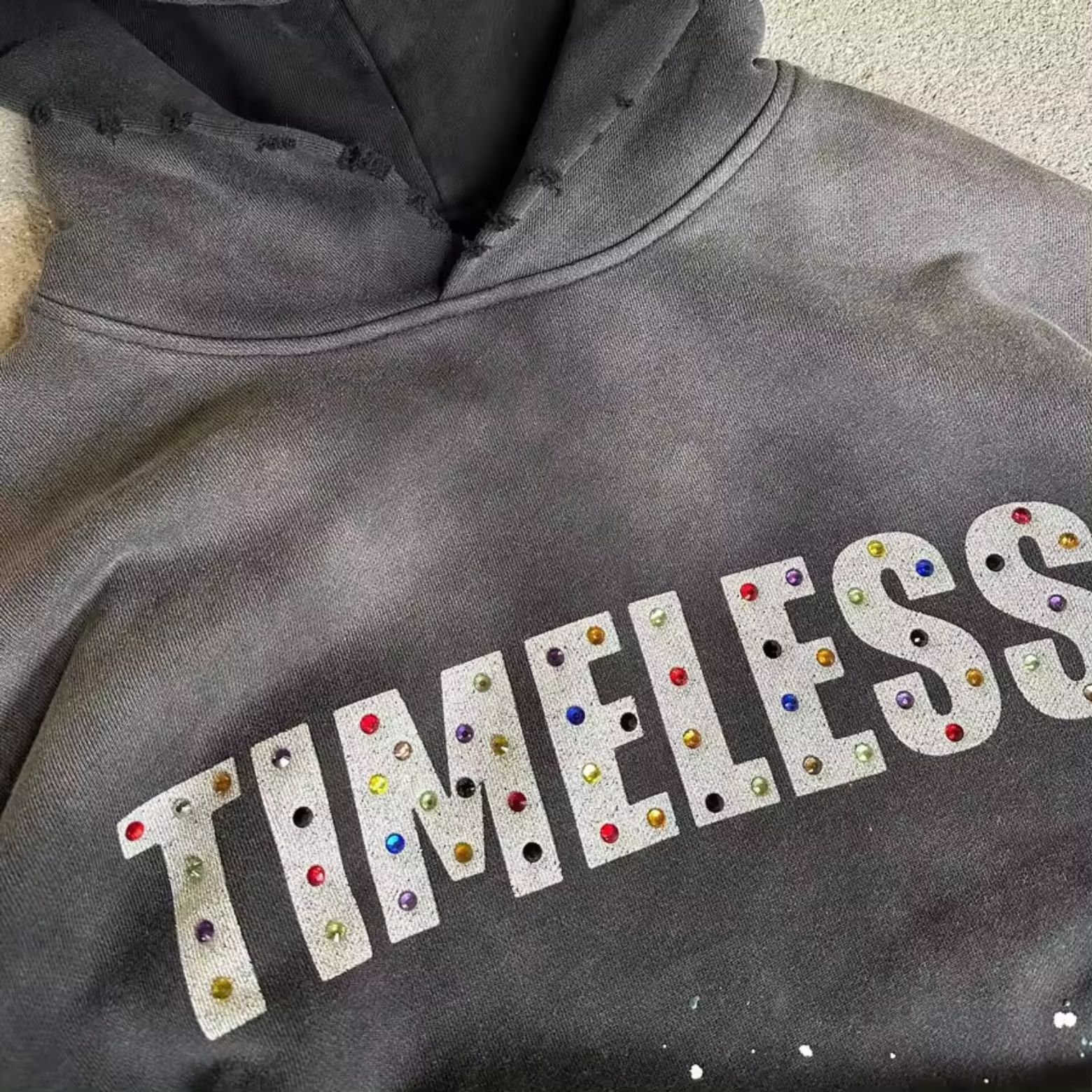 Clothing Manufacturers Heavy Weight Rhinestone Hoodie Streetwear Custom Logo Unisex Oversize Rhinestone Men's Pullover Hoodie