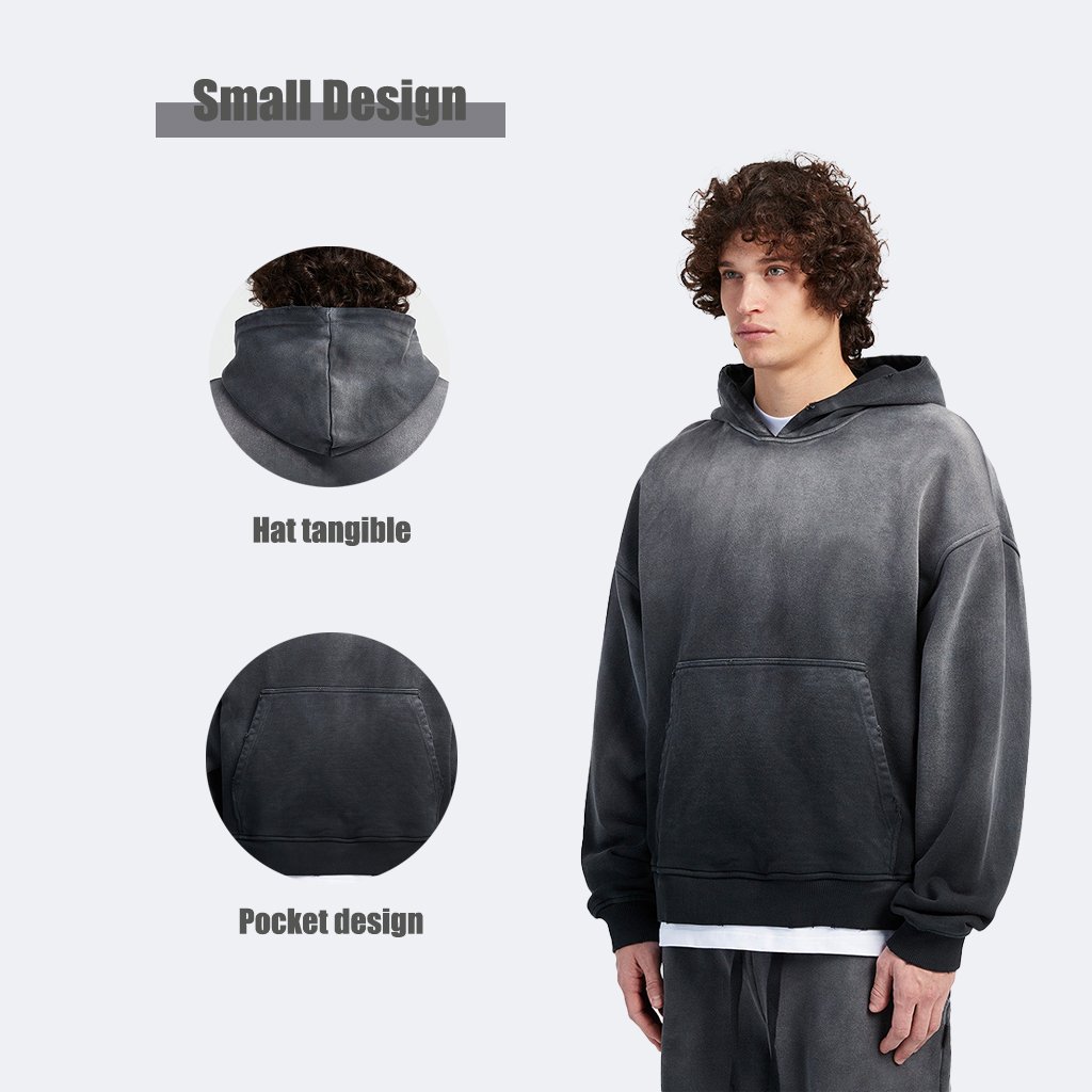 custom men's hoodies logo design 500gsm oversized heavy weight 100% cotton hoodie streetwear vintage acid washed hoodies for man