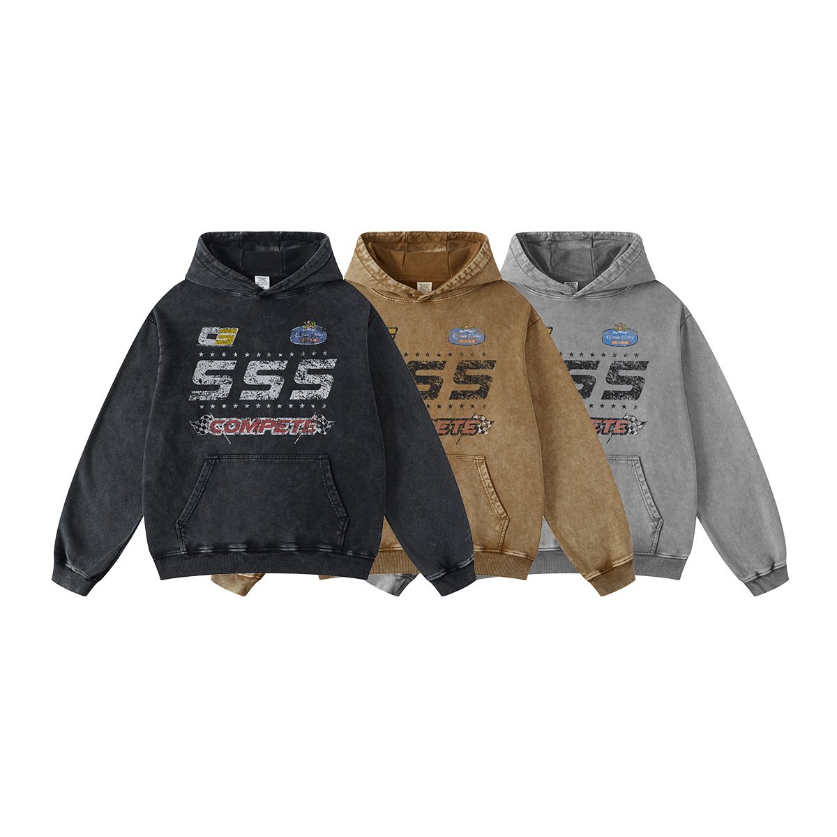 Wholesale High Quality Cotton Vintage Distressed Stone Acid Wash Print Hooded Pullover Unisex Hoodie Men's Hoodies & Sweatshirts