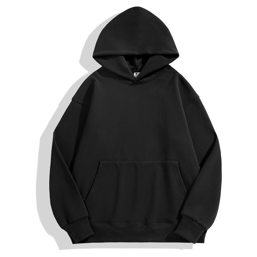 Most Popular Oversized Custom Logo Printed 100% Cotton Unisex Black Pullover Puff Print Men's Hoodies