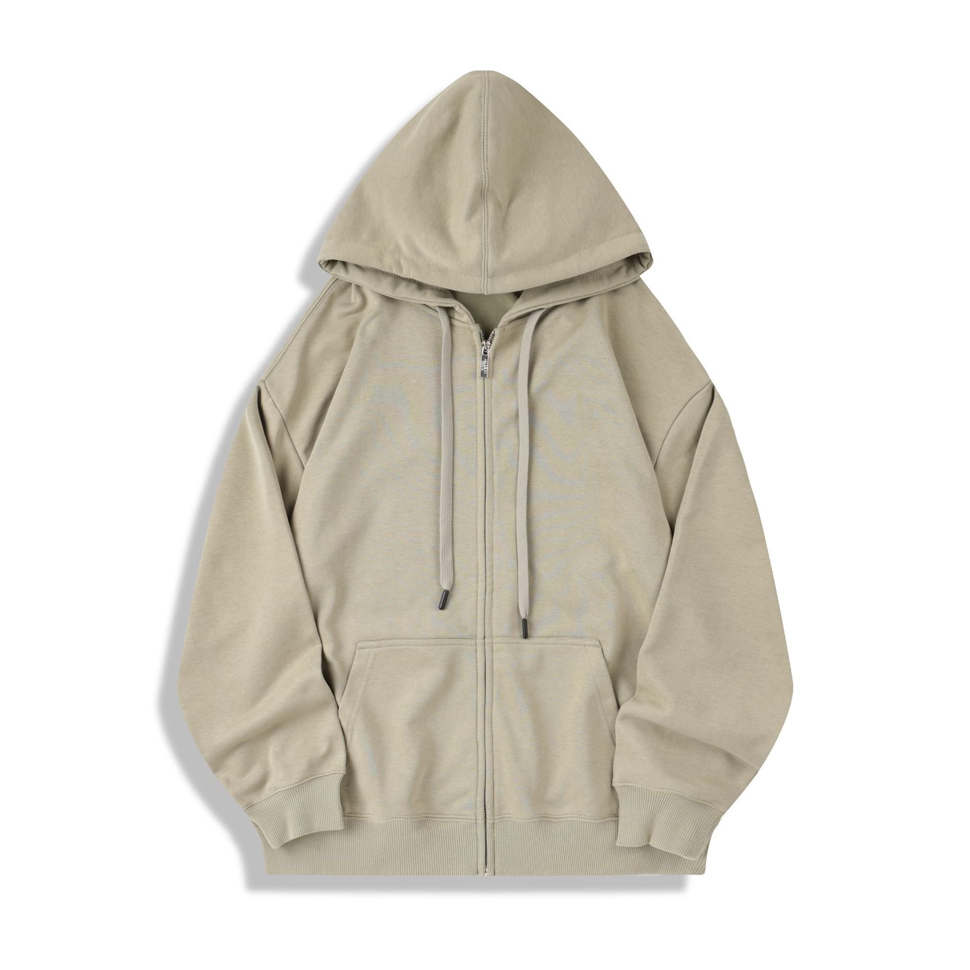 New Heavyweight 330gsm Oversized Hoodie French Terry Zip Up Sweatshirts Blank Casual Men's Hoodies