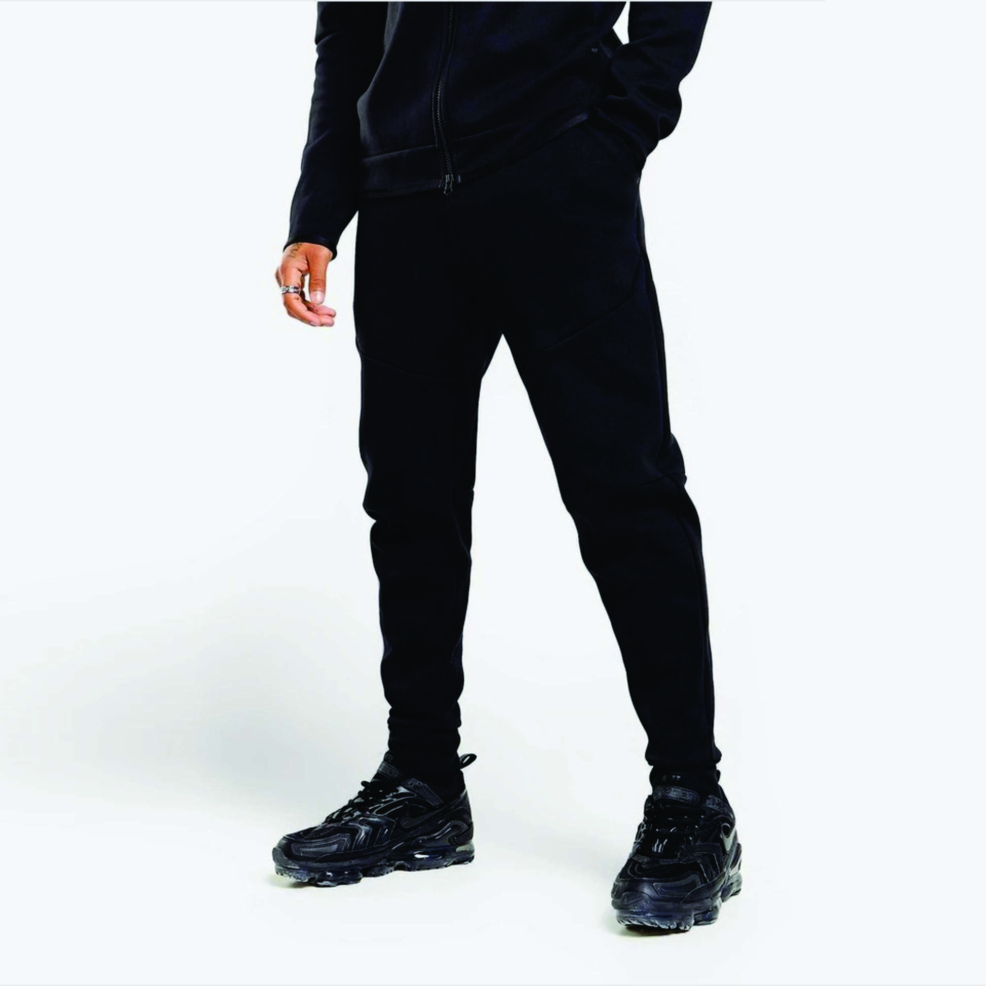 OEM Design Men's Tech Fleece Tracksuit Full Zip Hoodie & Joggers Sweatpants 69% Cotton 31% Polyester Black Quick Dry Features