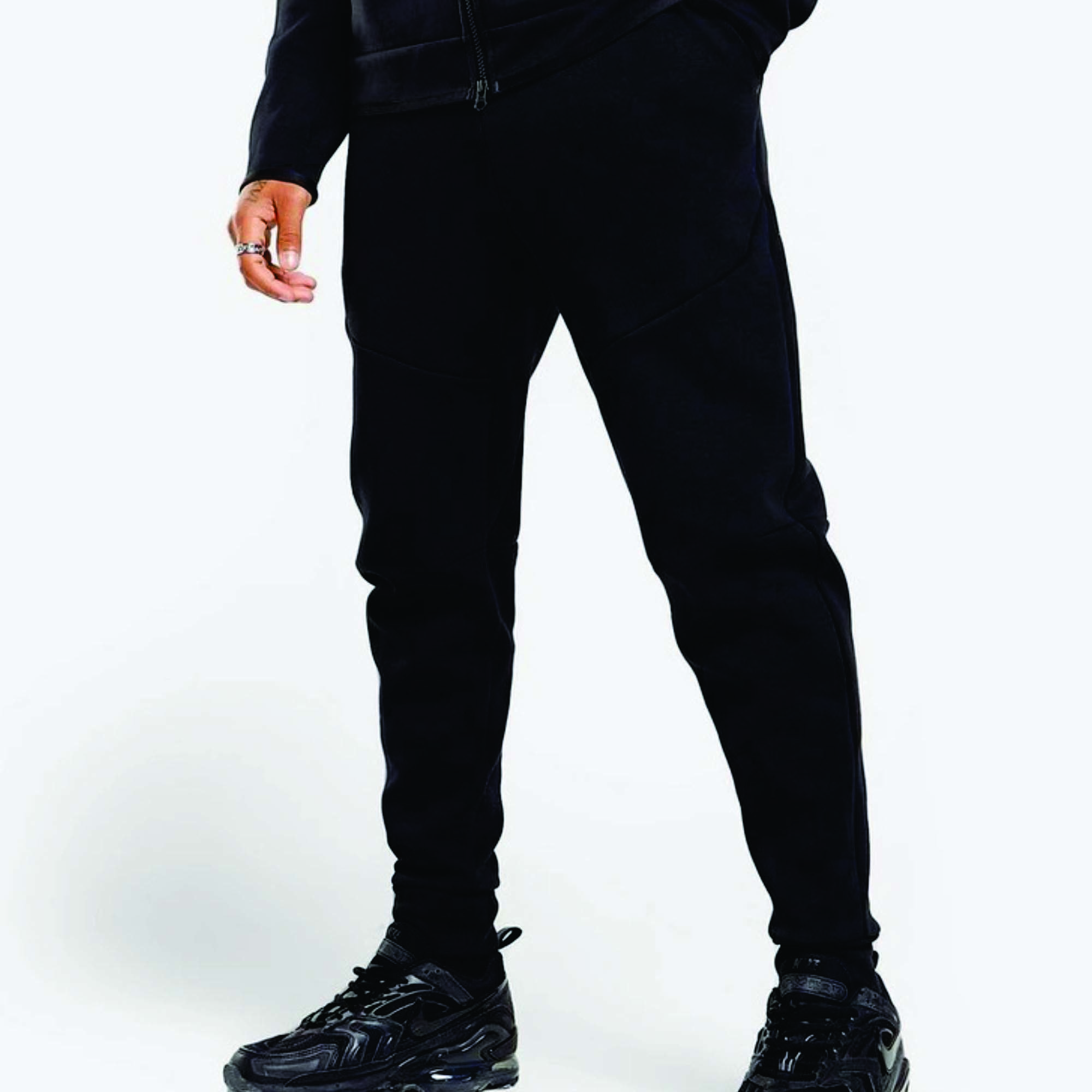 OEM Design Men's Tech Fleece Tracksuit Full Zip Hoodie & Joggers Sweatpants 69% Cotton 31% Polyester Black Quick Dry Features