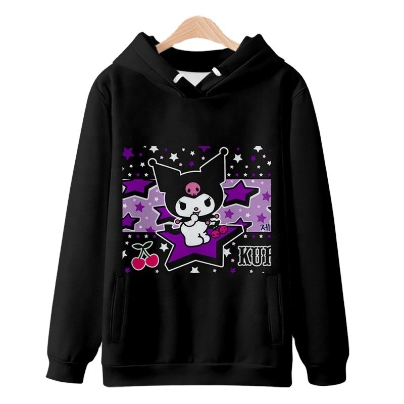 2024 New KYT Kuromi Hoodie Kawaii Hooded Sweater with Printed Design Cute Anime Style Jacket