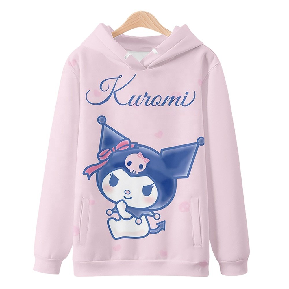2024 New KYT Kuromi Hoodie Kawaii Hooded Sweater with Printed Design Cute Anime Style Jacket