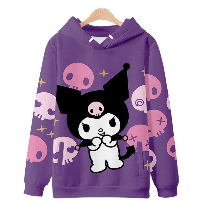 2024 New KYT Kuromi Hoodie Kawaii Hooded Sweater with Printed Design Cute Anime Style Jacket
