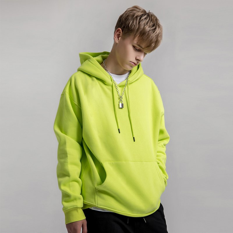 Custom 345gsm Blank High Quality Fleece Cotton Plain Oversized Men Hoodie Wholesale