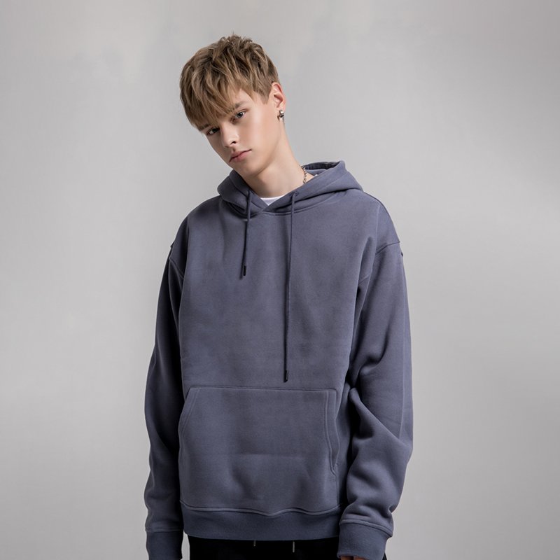 Custom 345gsm Blank High Quality Fleece Cotton Plain Oversized Men Hoodie Wholesale