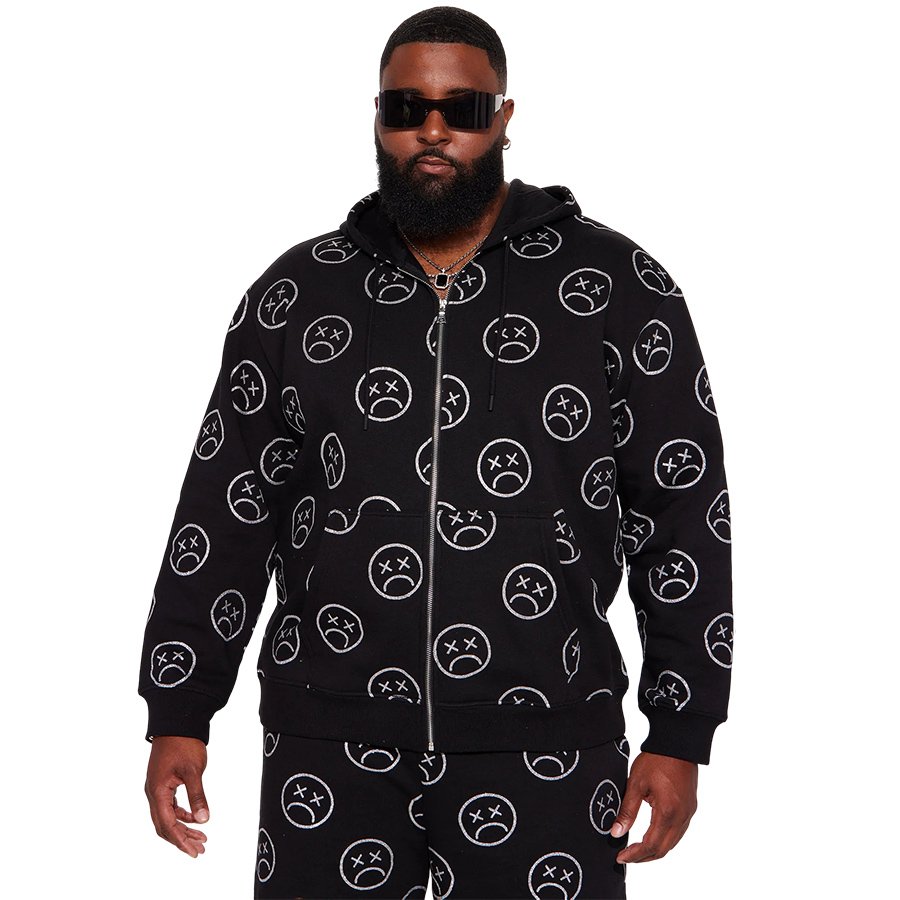 Men's Thick Material Full Zip Up Hoodie And Sweat Shorts Unisex Sweatsuit Sets Cotton Tracksuit For Men Hoodies Set