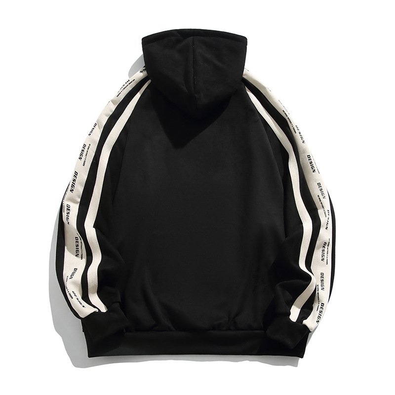 Custom Logo 100% Cotton Vintage Suede Heavy Weight Thick High Quality Plain Pullover Oversized Men's Striped Hoodies